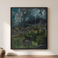 El Greco — View of Toledo — framed canvas print, shown on a wall