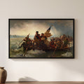 Emanuel Leutze — Washington Crossing the Delaware — framed canvas print, shown on a wall
