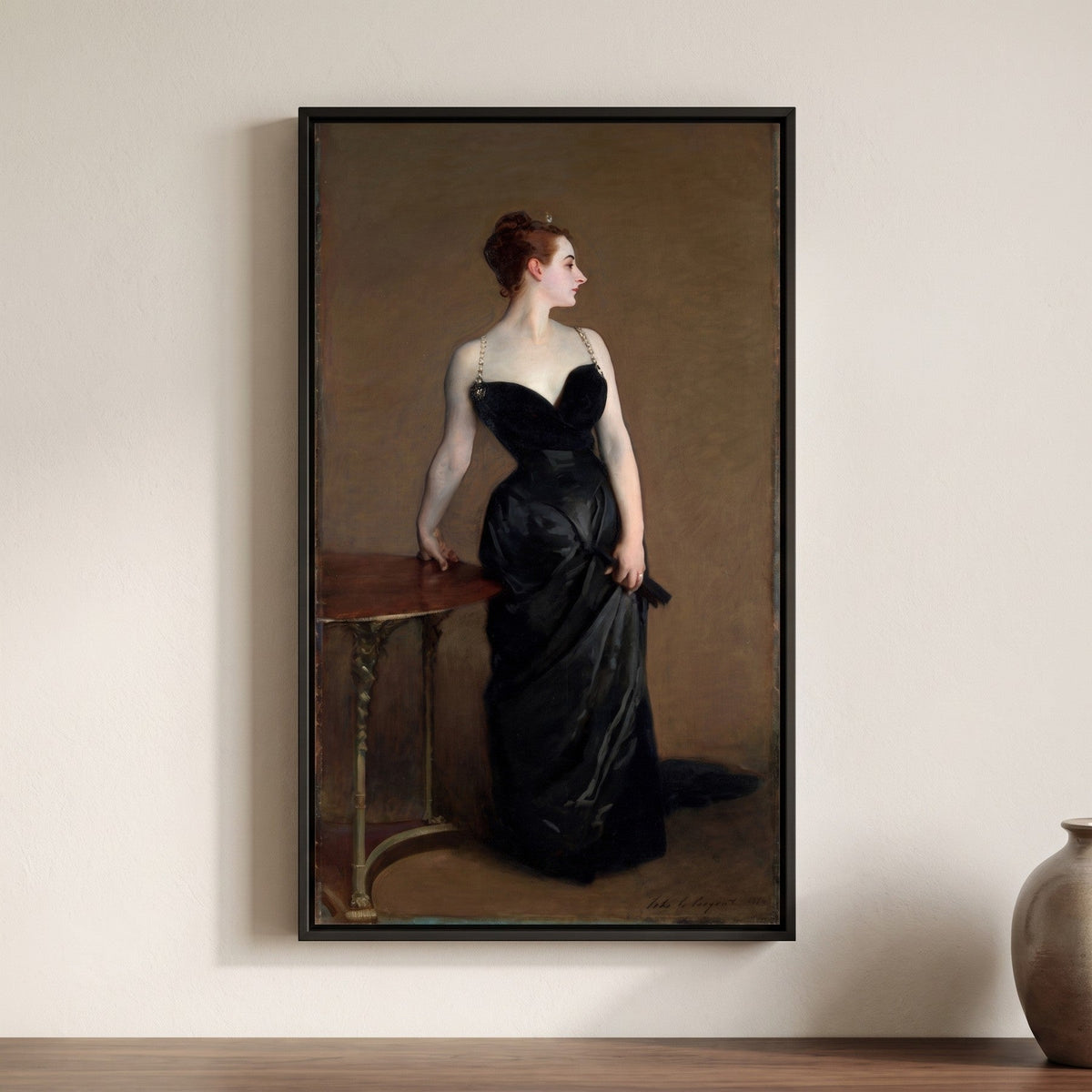 John Singer Sargent — Madame X — framed canvas print, shown on a wall