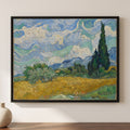 Vincent van Gogh — Wheat Field with Cypresses — framed canvas print, shown on a wall